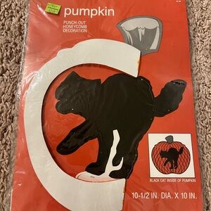 Black Cat Pumpkin Decoration
